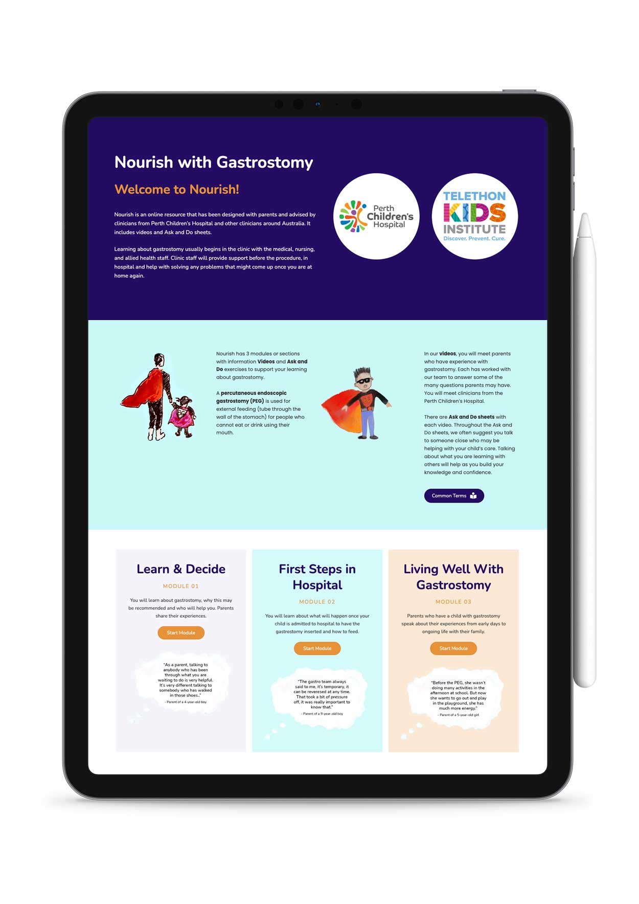 Picture of iPad with Nourish Course