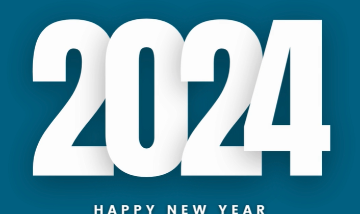 image description: to all of you 2024 happy new year, with DDWA's logo at bottom - blue background