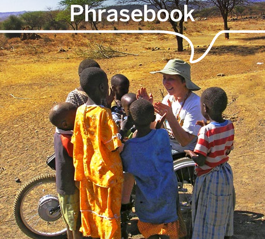 person with disability using a tri-wheelchair communicating with children from a different culture