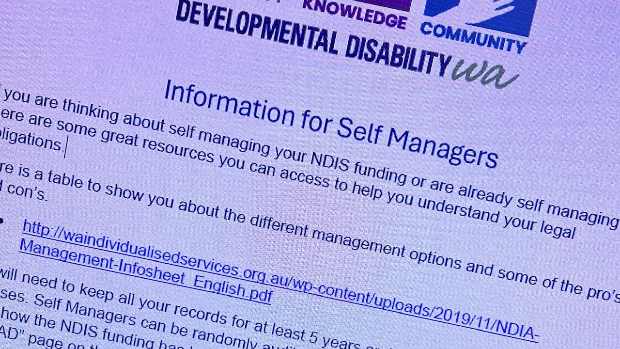 screen shot of a document titled "Information for Self Managers"