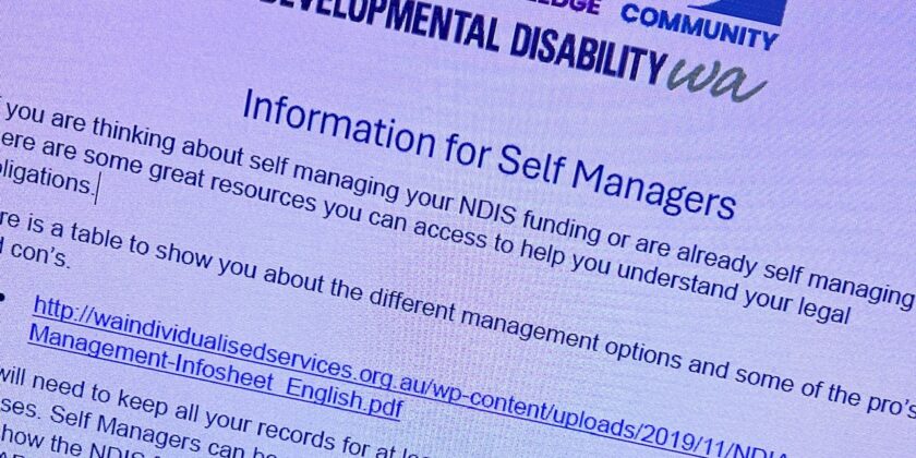screen shot of a document titled "Information for Self Managers"