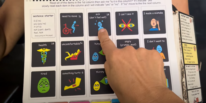 AAC pointing to communication book I have sopmething to say